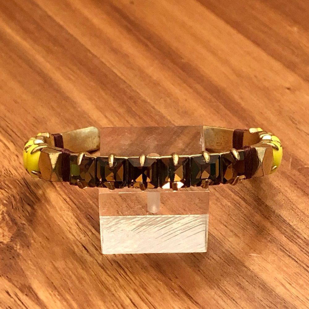 J.Crew | Smoky Topaz and Yellow Cuff Bracelet | 2.25” Diameter